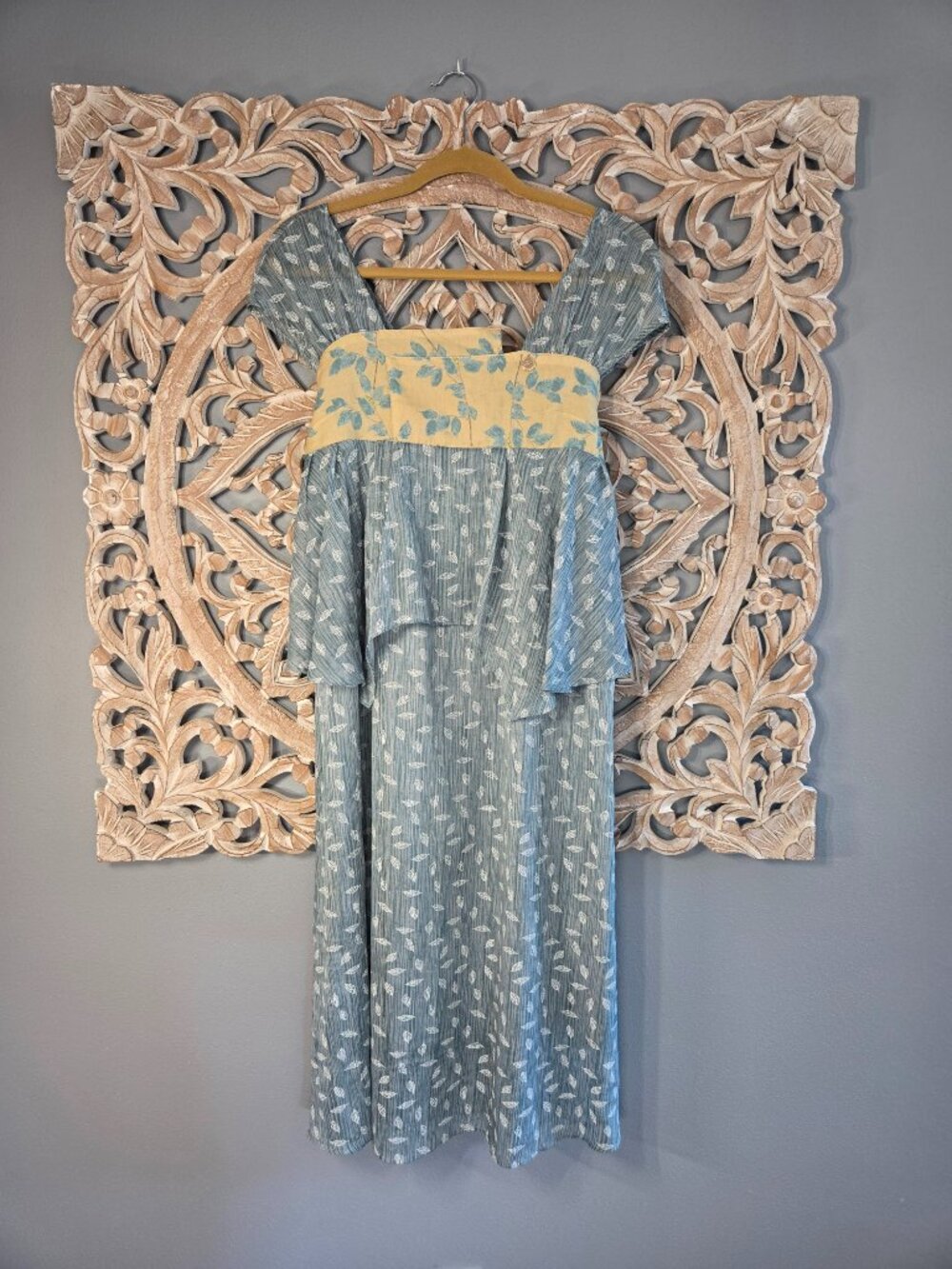 Moli Fusu Vintage Inspired Blue Floral Midi Dress Size Small